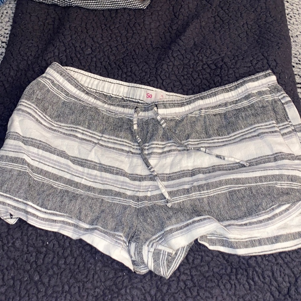 Black Grey and white stripe shorts
